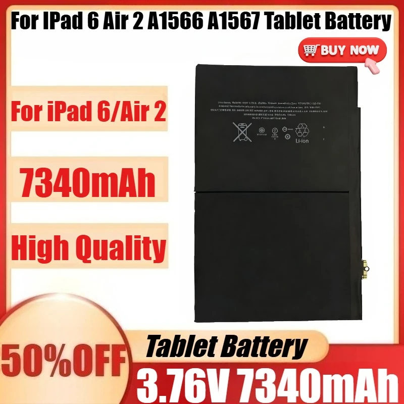 New High Quality Battery for Apple IPad 6 /Air 2 7340mAh Replacement Battery for IPad 6 Air 2 A1566 A1567 Tablet Battery
New High Quality Battery for Apple IPad 6 /Air 2 7340mAh Replacement Battery for IPad 6 Air 2 A1566 A1567 Tablet Battery