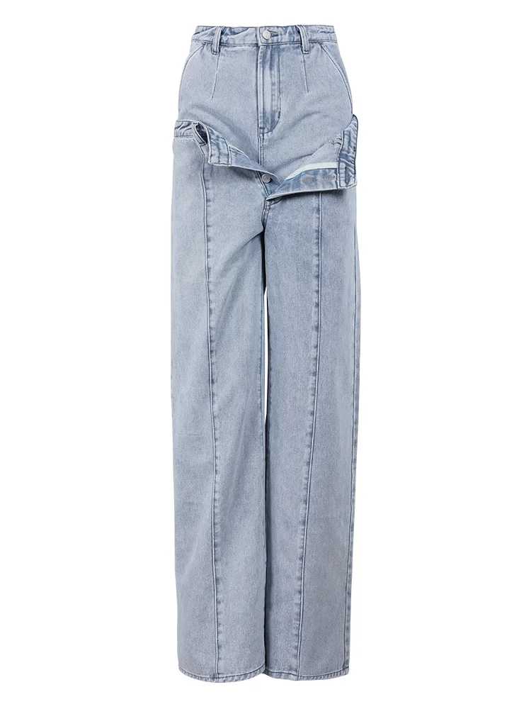 Fashion Women's Patchwork Double Waist Design Jeans Loose Straight Blue Streetwear Denim Pants Autumn 2023 New Tide O494
Fashion Women's Patchwork Double Waist Design Jeans Loose Straight Blue Streetwear Denim Pants Autumn 2023 New Tide O494