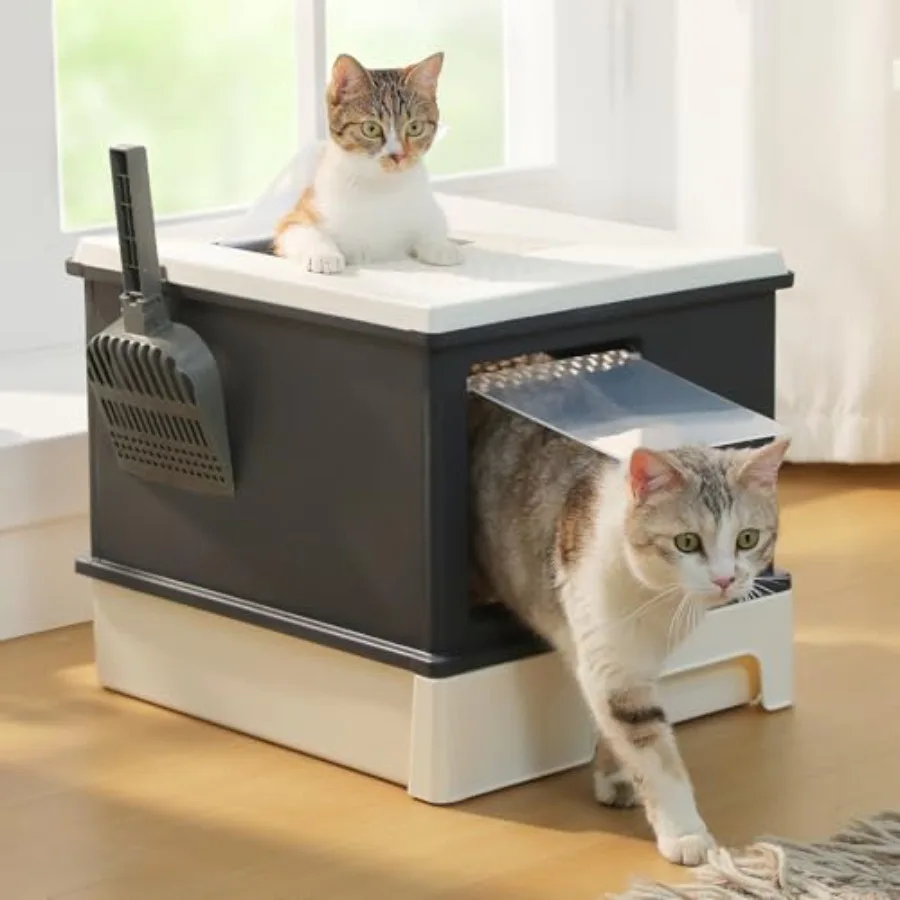Large Cat Litter Box, Dual Entry Litter Box with Lid, Fully Enclosed Drawer Type Cat Litter Box for Large Cats, Dark Gray
Large Cat Litter Box, Dual Entry Litter Box with Lid, Fully Enclosed Drawer Type Cat Litter Box for Large Cats, Dark Gray