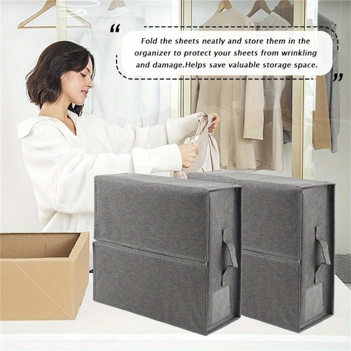 2PC Bed Sheet Organizer,Foldable Sheet Storage Bins Closet Storage Containers with Reinforced Handles for Bed Covers,Pillowcases
2PC Bed Sheet Organizer,Foldable Sheet Storage Bins Closet Storage Containers with Reinforced Handles for Bed Covers,Pillowcases