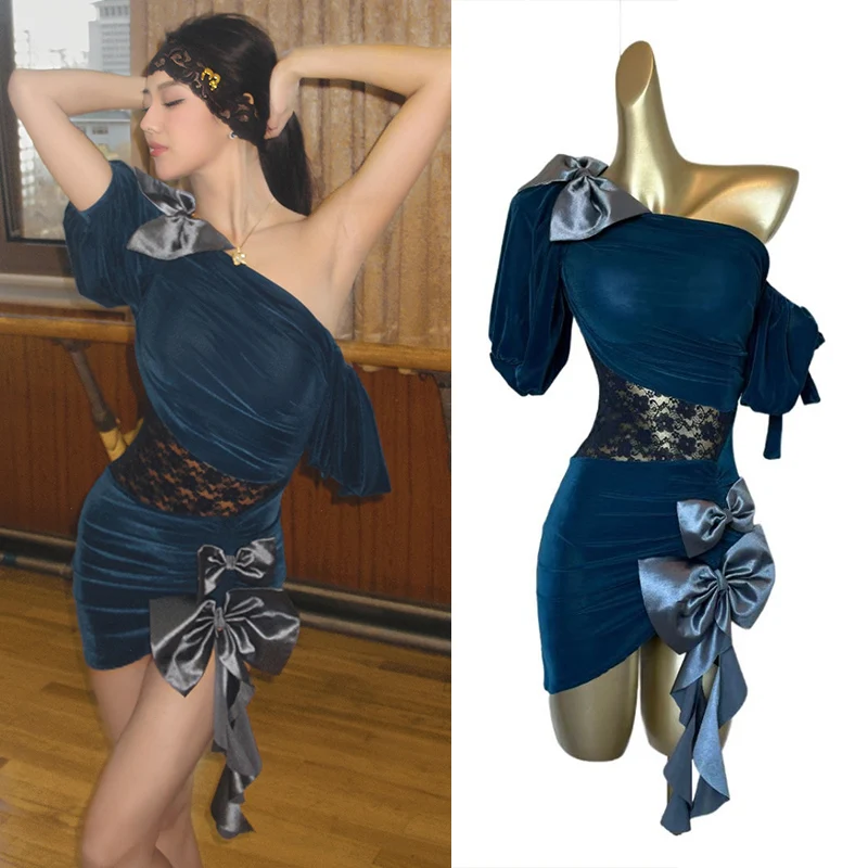 2025 Women Latin Dance Competition Dress Oblique Shoulder Blue Party Dress Rumba Tango Dance Costume Prom Dance Wear DNV23331
2025 Women Latin Dance Competition Dress Oblique Shoulder Blue Party Dress Rumba Tango Dance Costume Prom Dance Wear DNV23331