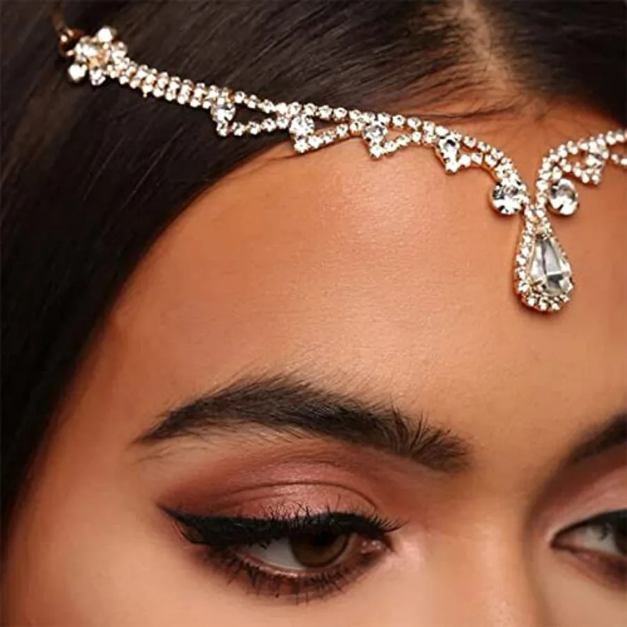 Women Bridal Rhinestone Forehead Head Chain Clip Headband Boho Crystal Teardrop Headpiece Hair Jewelry Wedding Prom Party Hallo
Women Bridal Rhinestone Forehead Head Chain Clip Headband Boho Crystal Teardrop Headpiece Hair Jewelry Wedding Prom Party Hallo