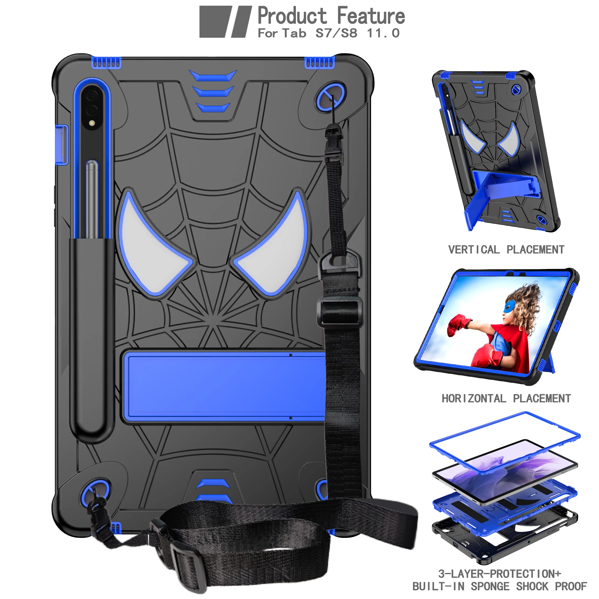 Case for Samsung Galaxy Tab S8 2022/S7 2020 11 Inch - Model (SM-X700/X706/T870/T875/T878) with Stand, Shoulder Strap
Case for Samsung Galaxy Tab S8 2022/S7 2020 11 Inch - Model (SM-X700/X706/T870/T875/T878) with Stand, Shoulder Strap