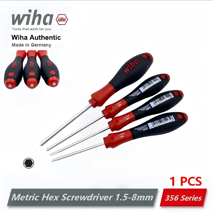 WIHA 356 Series SoftFinish Metric Hex Screwdriver 1.5-8mm Anti-Slip Grip Precision Repair Tool
WIHA 356 Series SoftFinish Metric Hex Screwdriver 1.5-8mm Anti-Slip Grip Precision Repair Tool