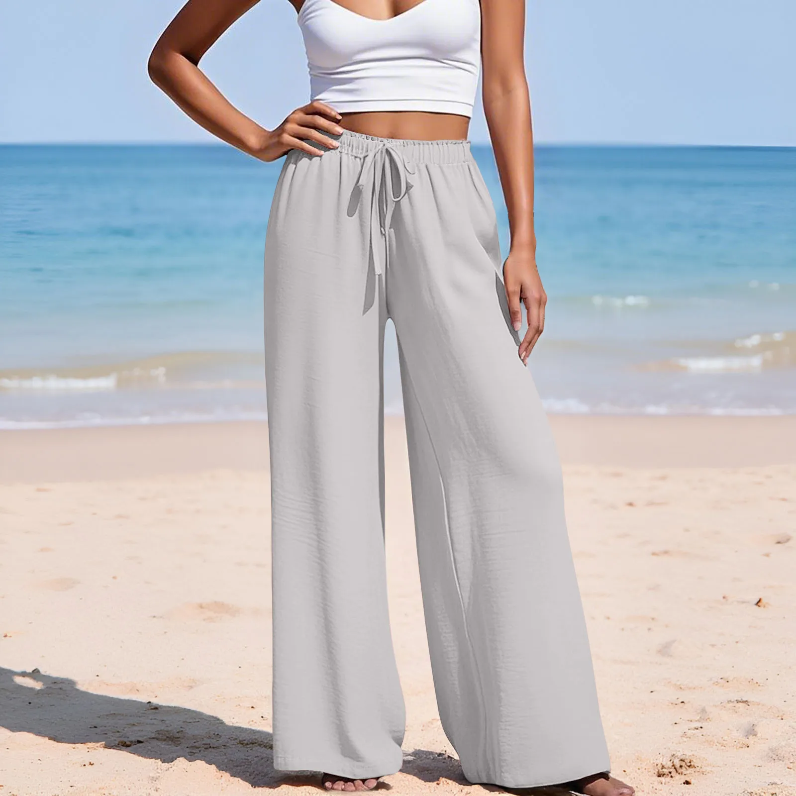 Elegant Loose Wide Leg Pants For Women's Fashion Solid Basic Drawstring Pocket Baggy Pant Casual Office Lady Trousers 2025
Elegant Loose Wide Leg Pants For Women's Fashion Solid Basic Drawstring Pocket Baggy Pant Casual Office Lady Trousers 2025