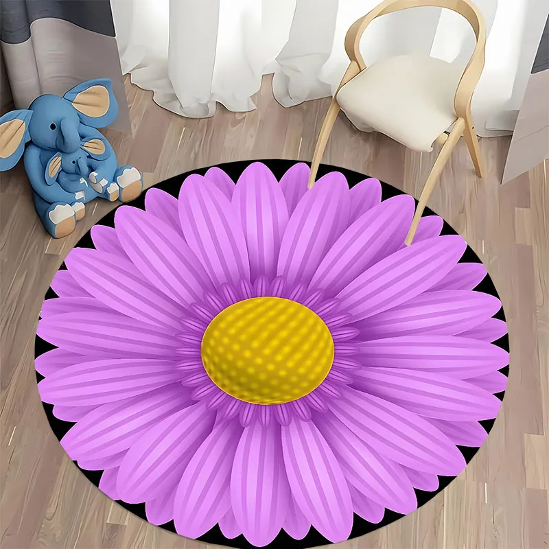 Purple Daisy Round Rug for Living Room Decor round carpet for home sofa bedroom, gift
Purple Daisy Round Rug for Living Room Decor round carpet for home sofa bedroom, gift