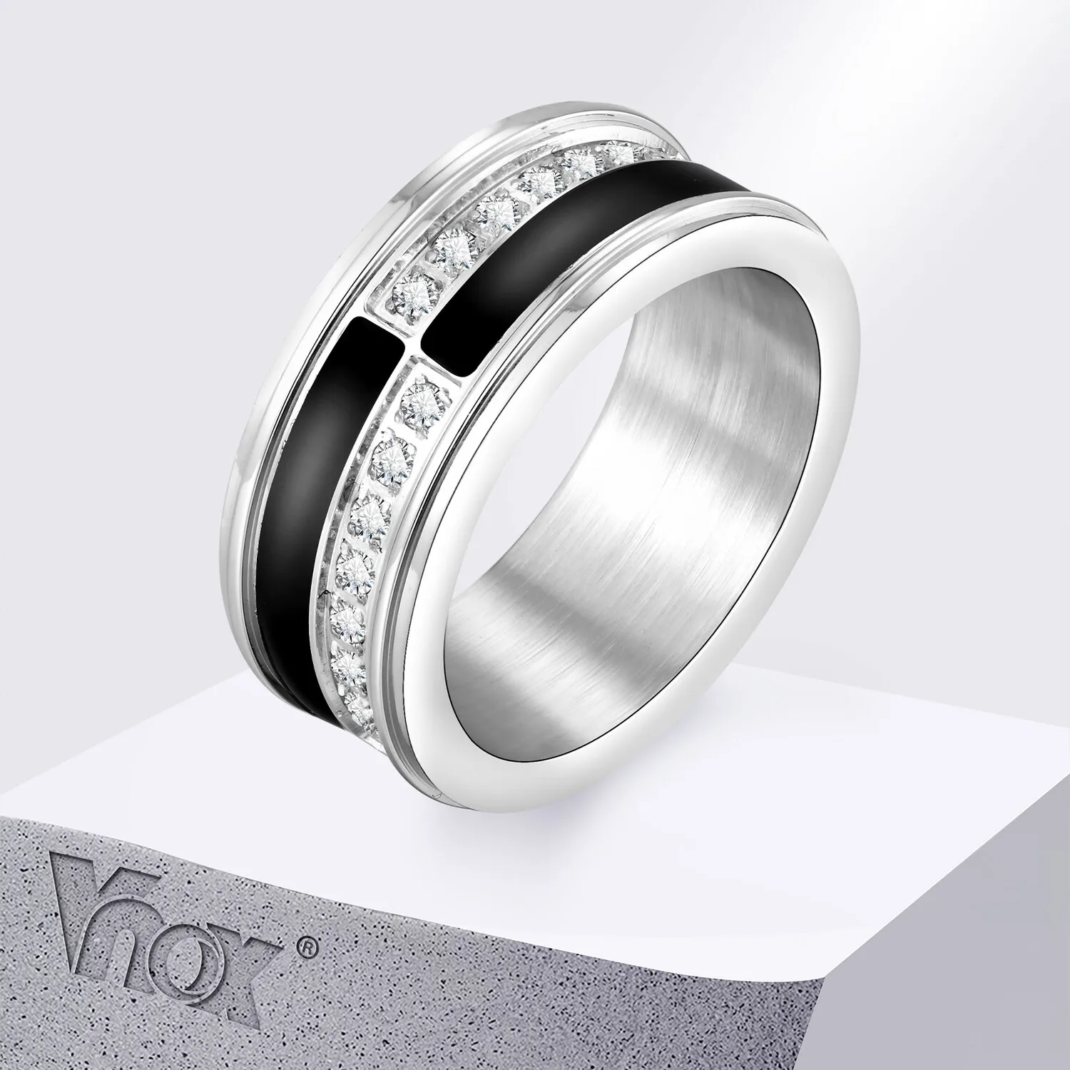 Vnox Minimalist Black and White Stainless Steel Ring for Men Women, 8.5mm Width AAA CZ Stone Wedding Band Jewelry Gift Size 7-12
Vnox Minimalist Black and White Stainless Steel Ring for Men Women, 8.5mm Width AAA CZ Stone Wedding Band Jewelry Gift Size 7-12