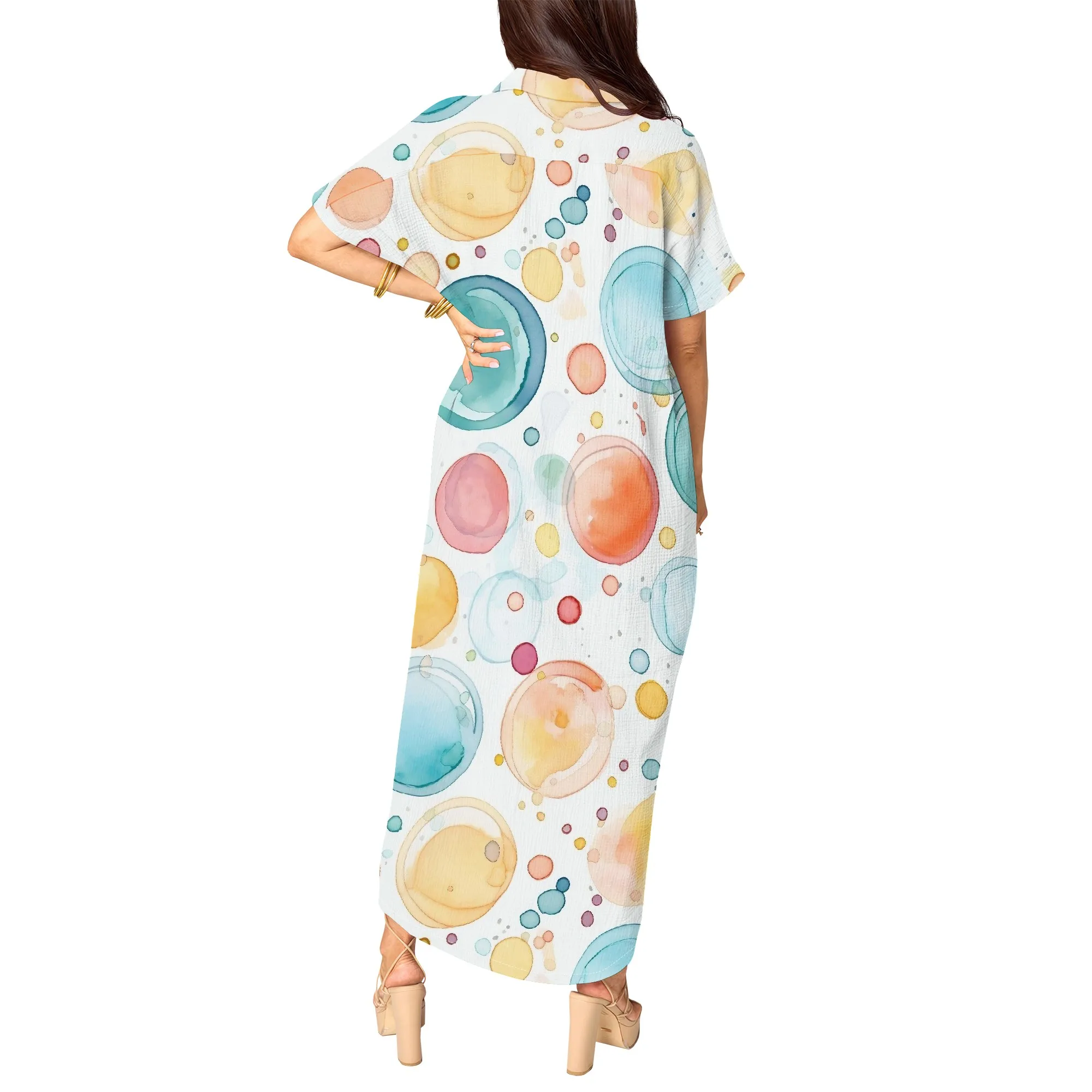 Women's Bubble Print High Low Maxi Dress XS-3XL 2025 Summer Vacation Shirt Dress with Drawstring Waist and Short Sleeves
Women's Bubble Print High Low Maxi Dress XS-3XL 2025 Summer Vacation Shirt Dress with Drawstring Waist and Short Sleeves