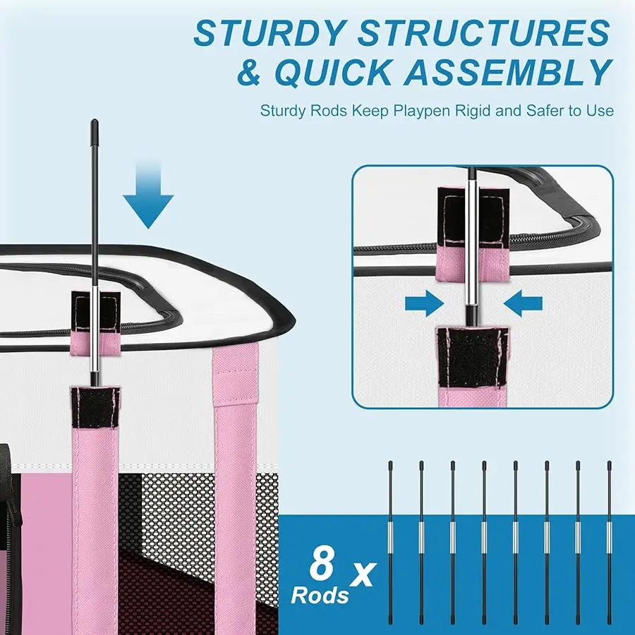 Dog Playpen, Puppy Cat Play Pen Portable Foldable Indoor/Outdoor Tent Crate Cage, Portable Pet Crate Small Size Pink 30'' 
Dog Playpen, Puppy Cat Play Pen Portable Foldable Indoor/Outdoor Tent Crate Cage, Portable Pet Crate Small Size Pink 30''