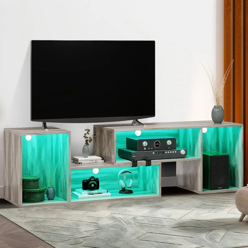 DIY TV Stand w/LED Strip, Modern Deformable Entertainment Center,for 300lbs for Living Room, Light Oak Greyom, Light Oak Grey
DIY TV Stand w/LED Strip, Modern Deformable Entertainment Center,for 300lbs for Living Room, Light Oak Greyom, Light Oak Grey