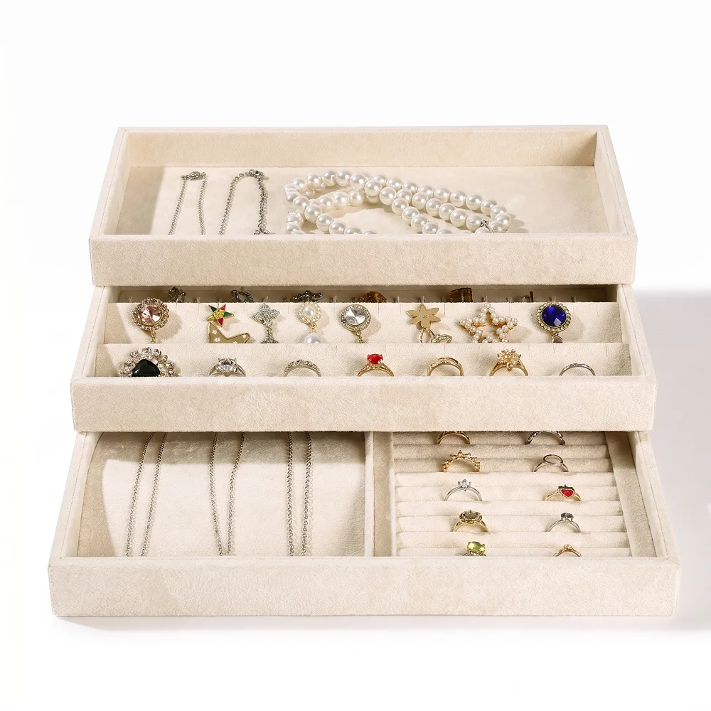 Stackable Beige Velvet Jewelry Tray Multi-grid Organizer for Earrings Rings Necklaces Bracelets Storage Display Box for Drawer
Stackable Beige Velvet Jewelry Tray Multi-grid Organizer for Earrings Rings Necklaces Bracelets Storage Display Box for Drawer