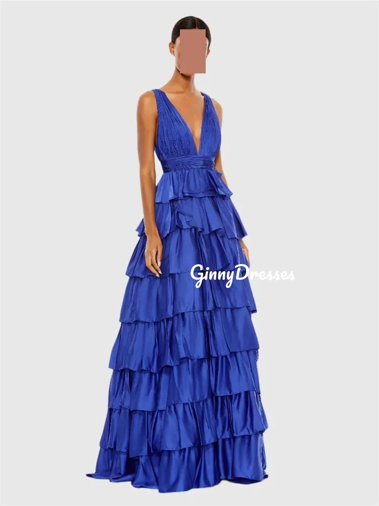 Customized Dresses For Prom A-Line V-Neck Floor-Length Ruffle Luxury Evening Dresses Sleeveless Wedding Party Dresses
Customized Dresses For Prom A-Line V-Neck Floor-Length Ruffle Luxury Evening Dresses Sleeveless Wedding Party Dresses