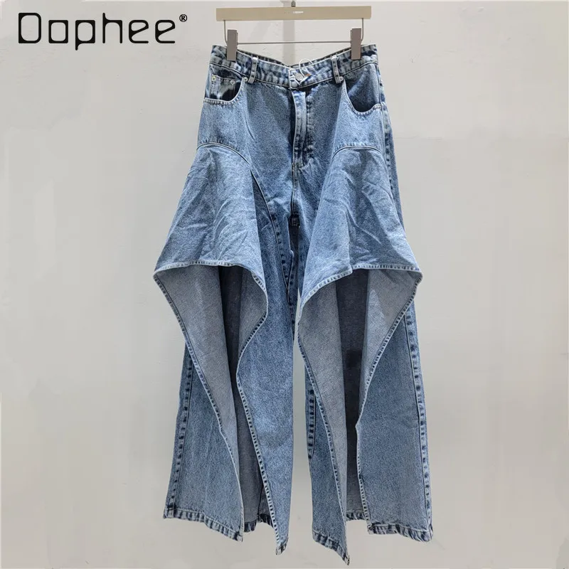 American Retro Deconstruction Wind Lotus Leaf Edge Denim Wide-leg Pants Women's New Irregular Design Long Pants
American Retro Deconstruction Wind Lotus Leaf Edge Denim Wide-leg Pants Women's New Irregular Design Long Pants