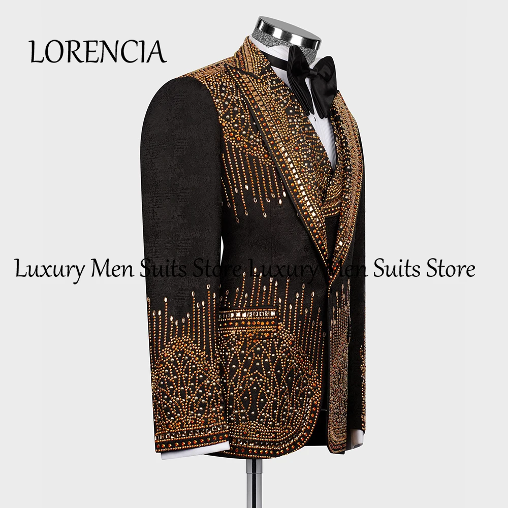 Sparkly Rhinestone 3 Pieces Men Suits Single Breasted Tuxedos for Groom Wedding Customized Blazer Vest Pants robe mariage femme
Sparkly Rhinestone 3 Pieces Men Suits Single Breasted Tuxedos for Groom Wedding Customized Blazer Vest Pants robe mariage femme