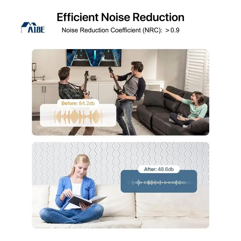 A18E-15 Pack Soundproof Wall Panels 12X12X0.4Inch Self-Adhesive Sound Absorbing Panel Sound Proof Panels
A18E-15 Pack Soundproof Wall Panels 12X12X0.4Inch Self-Adhesive Sound Absorbing Panel Sound Proof Panels