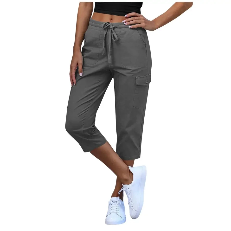 Summer Capri Pants For Women Multi-Pocket Cargo Pants Elastic Waist Drawstring Cropped Trousers Solid Color Casual Capris
Summer Capri Pants For Women Multi-Pocket Cargo Pants Elastic Waist Drawstring Cropped Trousers Solid Color Casual Capris