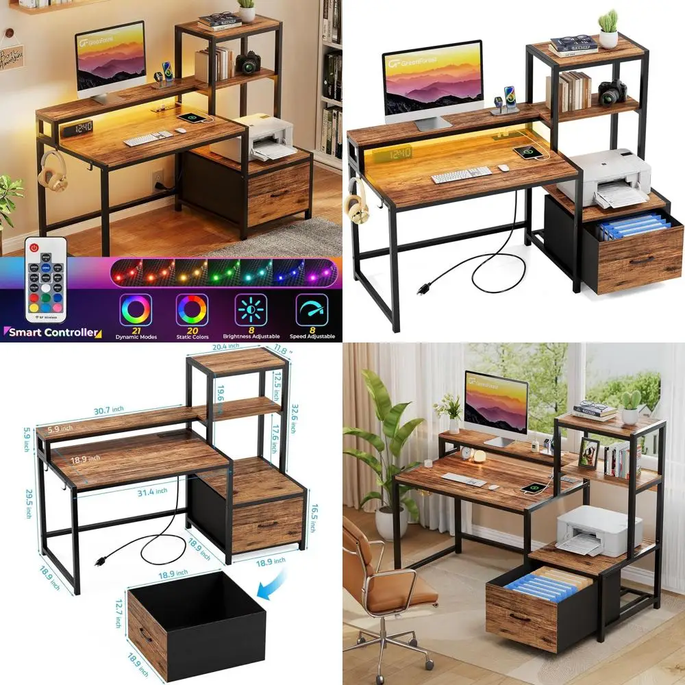 Рабочий стол Walnut 51 для домашнего офиса с местом для хранения, подставкой для монитора, розетками и светодиодной подсветкой
Рабочий стол Walnut 51 для домашнего офиса с местом для хранения, подставкой для монитора, розетками и светодиодной подсветкой