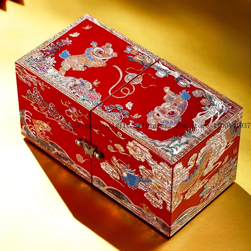 Шкатулка для драгоценностей ручной работы из цельного дерева и лака с инкрустацией перламутром, роскошный китайский современный свадебный подарок для невесты 
Шкатулка для драгоценностей ручной работы из цельного дерева и лака с инкрустацией перламутром, роскошный китайский современный свадебный подарок для невесты