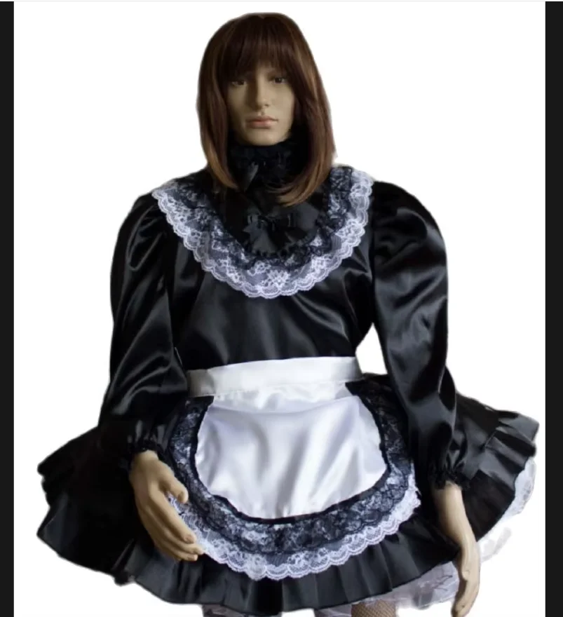 Gothic Sissy New Hot Selling Sexy Adult Black Satin Lace Apron Maid Dress Customization
Gothic Sissy New Hot Selling Sexy Adult Black Satin Lace Apron Maid Dress Customization