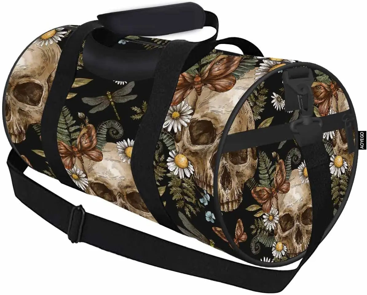 Floral Skull Sports Duffle Bag Vintage Moth Chamomile Fern Mystery Skull Weekender Bag for Traveling Tote Gym Bag Shoulder Bag
Floral Skull Sports Duffle Bag Vintage Moth Chamomile Fern Mystery Skull Weekender Bag for Traveling Tote Gym Bag Shoulder Bag