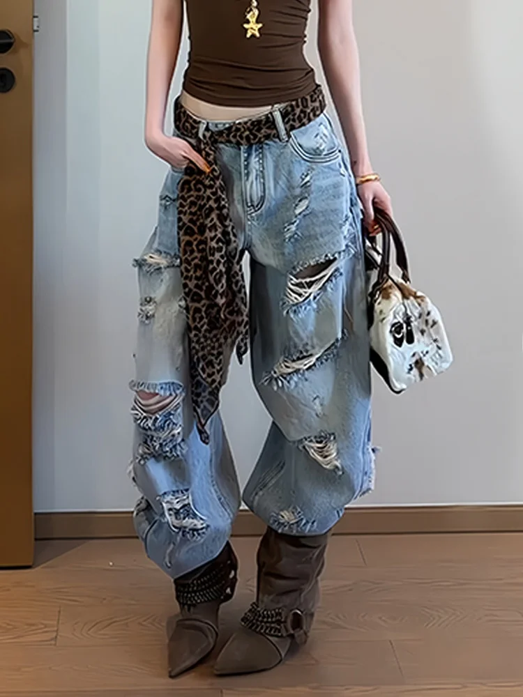 Retro American Heavy Design Feeling Hole Denim Jeans Women Summer New Loose Lazy Loose Sensation Floor-Length Pants
Retro American Heavy Design Feeling Hole Denim Jeans Women Summer New Loose Lazy Loose Sensation Floor-Length Pants