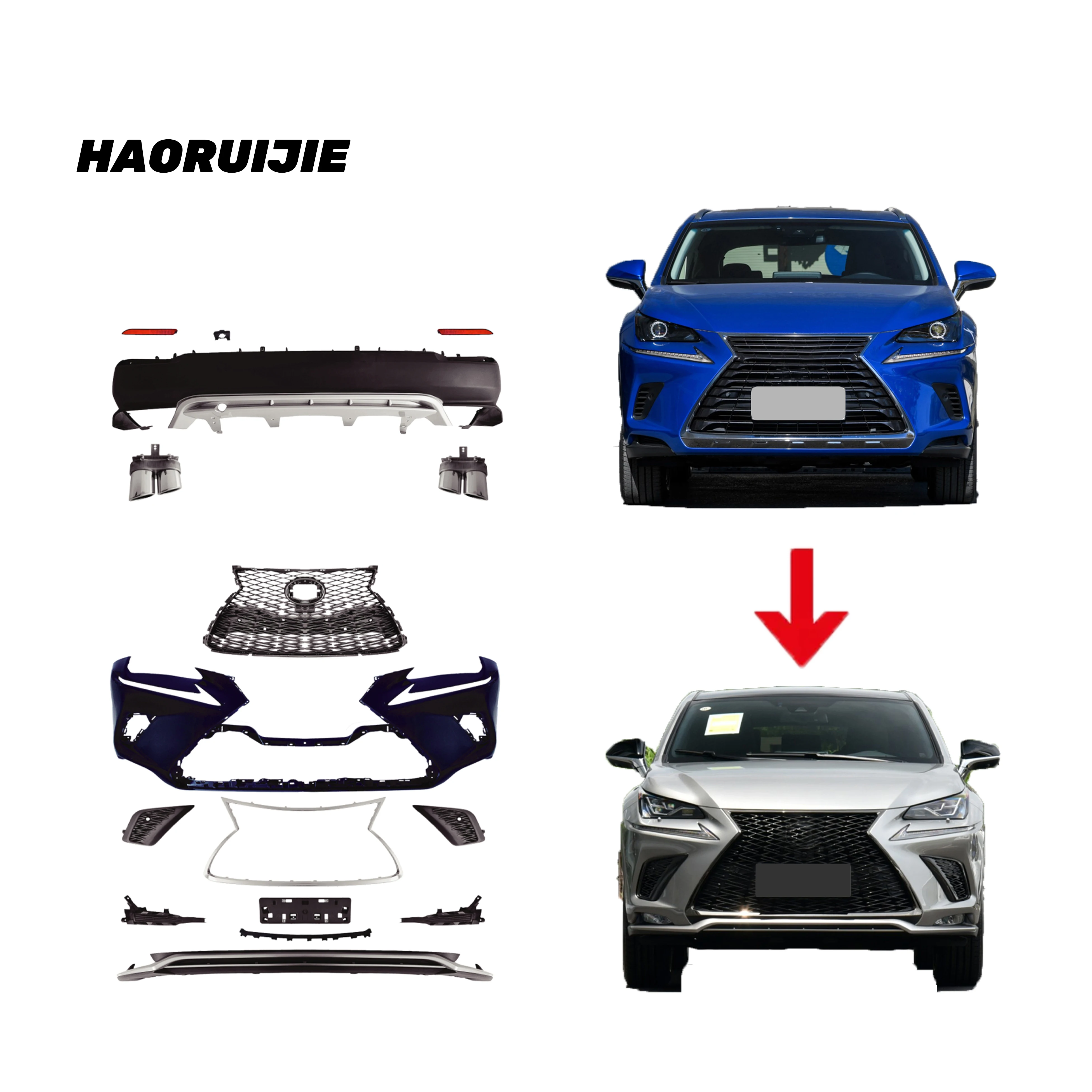 Car Modification Kit for Lexus NX 2015-2017 Old to New Front and Rear Bumper Car Upgrade Kit
Car Modification Kit for Lexus NX 2015-2017 Old to New Front and Rear Bumper Car Upgrade Kit