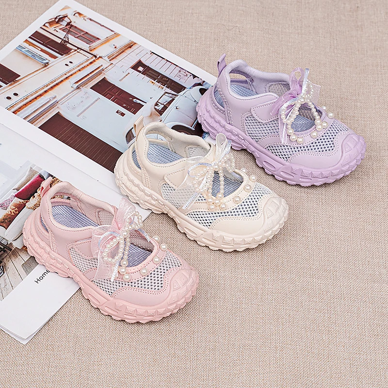 Girls Breathable Mesh Sneakers Kids Pearls Bow Sports Sandals Hollow Out Children Casual Running Shoes Anti-slip 2026 Summer New
Girls Breathable Mesh Sneakers Kids Pearls Bow Sports Sandals Hollow Out Children Casual Running Shoes Anti-slip 2026 Summer New
