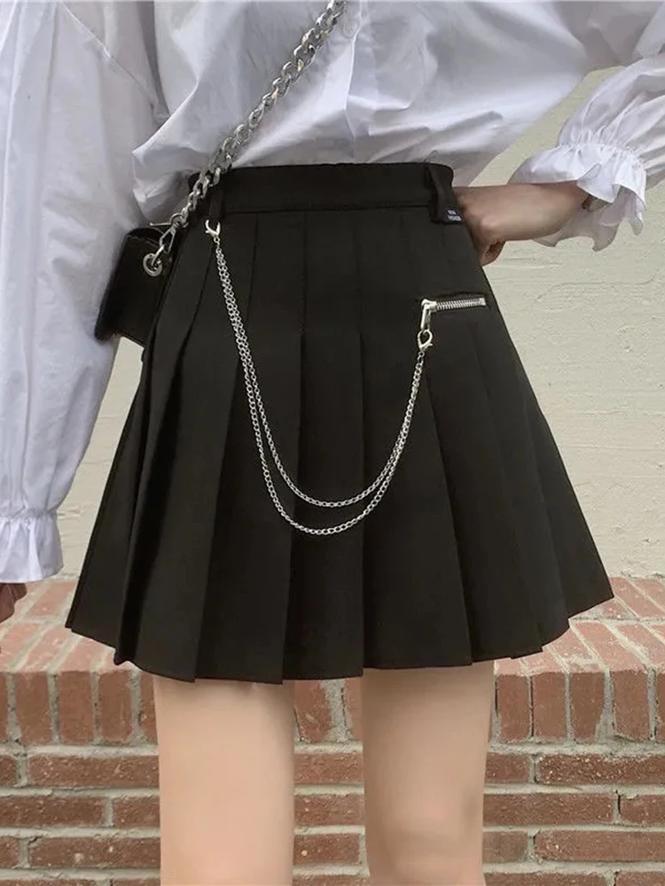 Women Korean High Waist Skirt Preppy Solid Mini A-Line Short Skirt Lasies Harajuku Casual Sweet Chain Pleated Skirts Female
Women Korean High Waist Skirt Preppy Solid Mini A-Line Short Skirt Lasies Harajuku Casual Sweet Chain Pleated Skirts Female