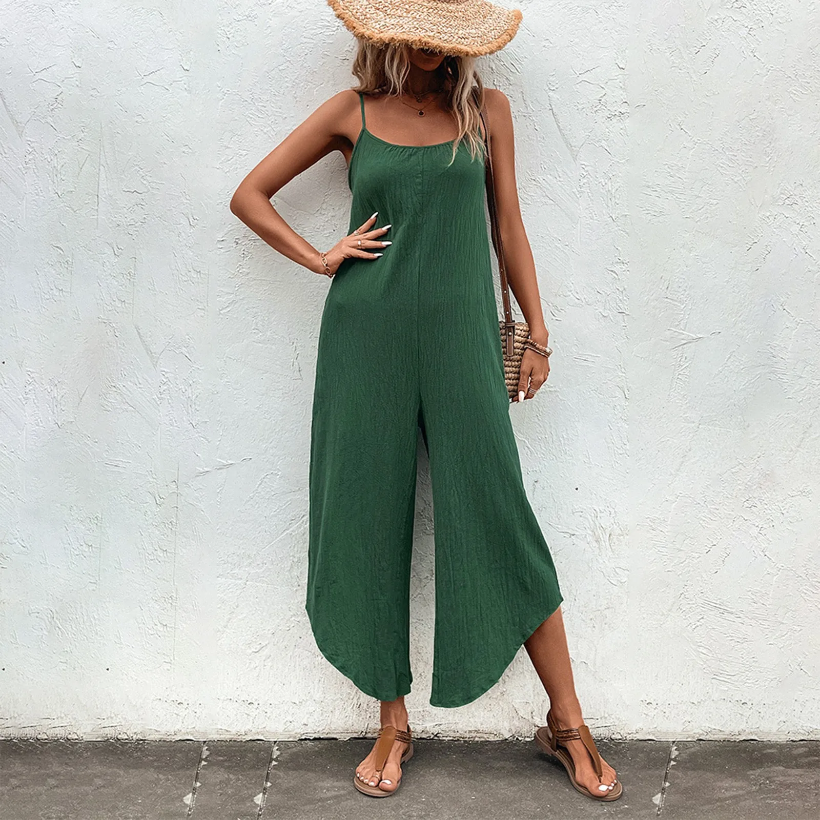 New Women'S Summer Suit 2025 Women'S Fashion Solid Color Pocket Irregular Pants Legs Loose Casual Camisole Sleeveless Jumpsuit
New Women'S Summer Suit 2025 Women'S Fashion Solid Color Pocket Irregular Pants Legs Loose Casual Camisole Sleeveless Jumpsuit