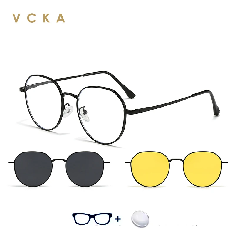 VCKA 3 IN1 Myopia Hyperopia Sunglasses 2025 Men Women Polarized Magnetic Clip Prescription Glasses Optics Round Eyewear Frame
VCKA 3 IN1 Myopia Hyperopia Sunglasses 2025 Men Women Polarized Magnetic Clip Prescription Glasses Optics Round Eyewear Frame