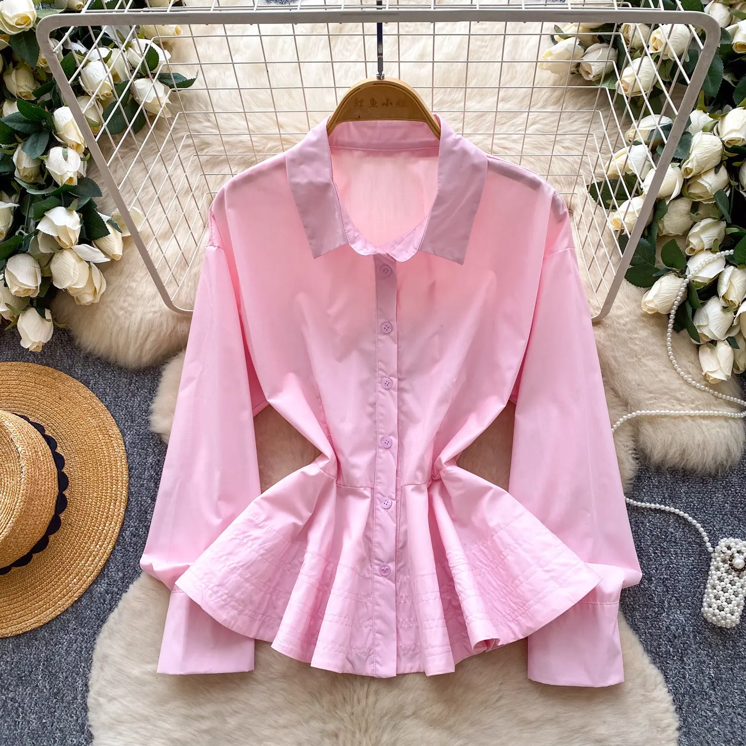 Women Solid Shirt Basic Tops Long Sleeves Turn Down Collar Single Breasted Waist Cinch Slim Fit Office Lady Casual 2026 Spring
Women Solid Shirt Basic Tops Long Sleeves Turn Down Collar Single Breasted Waist Cinch Slim Fit Office Lady Casual 2026 Spring