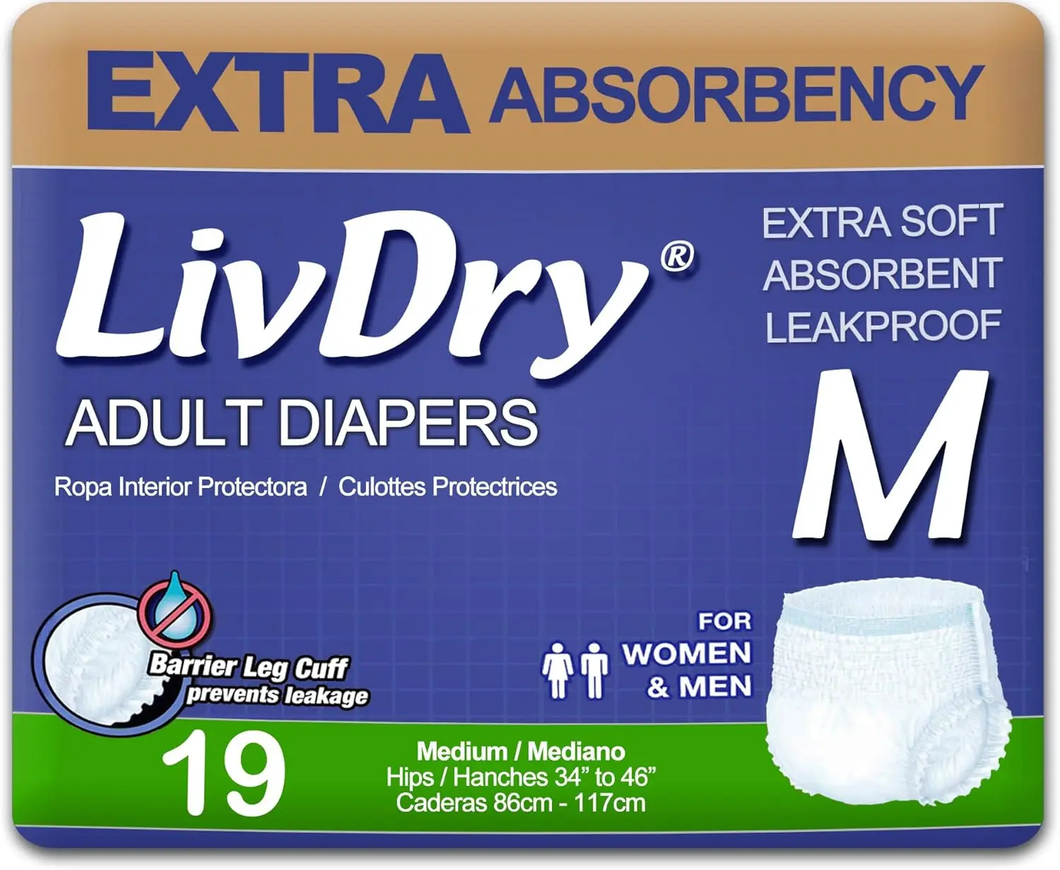 Extra Absorbency Adult Incontinence Underwear, Leak Protection, Medium, 19-Pack
Extra Absorbency Adult Incontinence Underwear, Leak Protection, Medium, 19-Pack