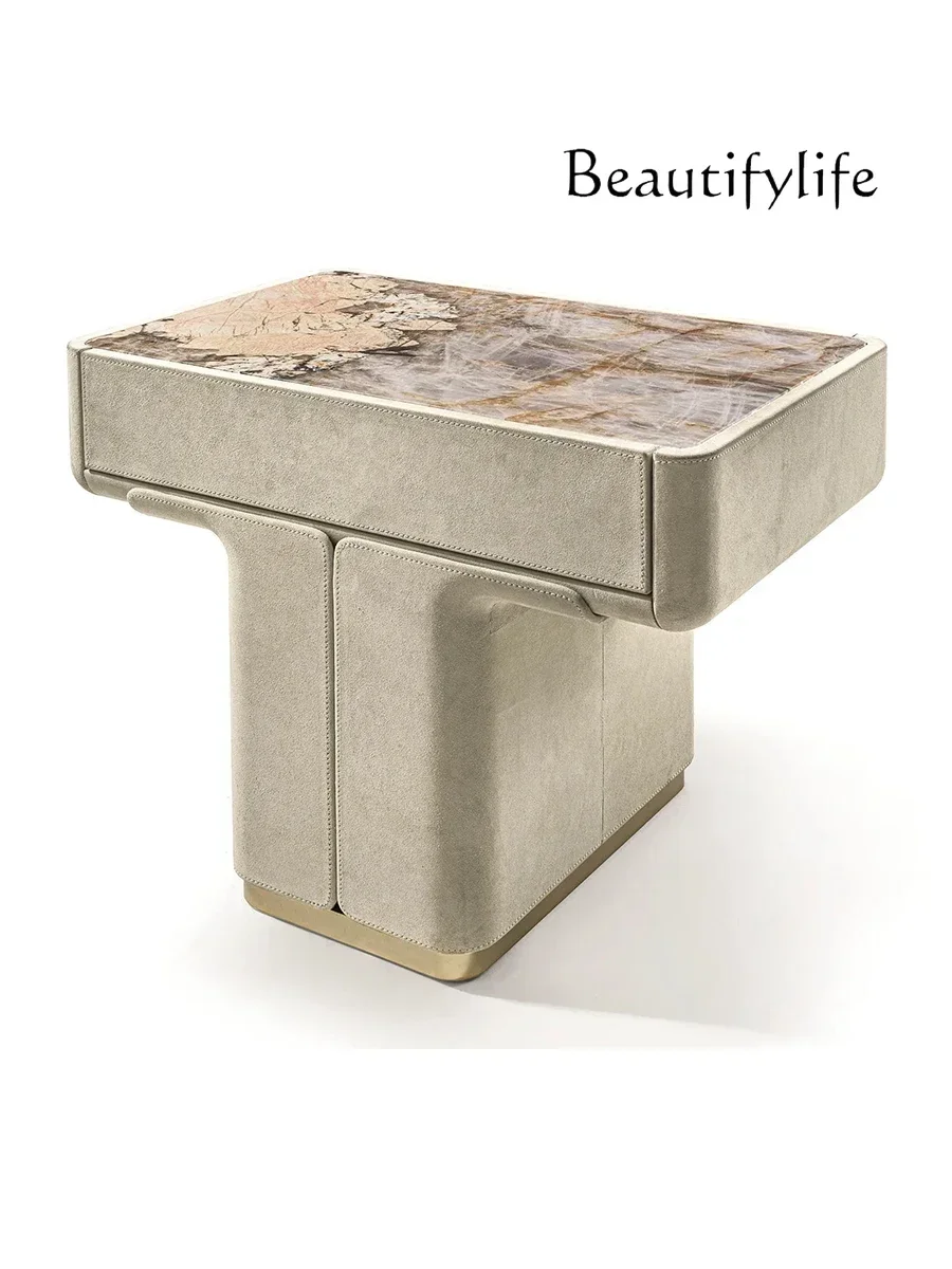 S Italian Bedside Table Designer Model Marble Locker Bedroom Matte Leather Special-Shaped Cabinet
S Italian Bedside Table Designer Model Marble Locker Bedroom Matte Leather Special-Shaped Cabinet