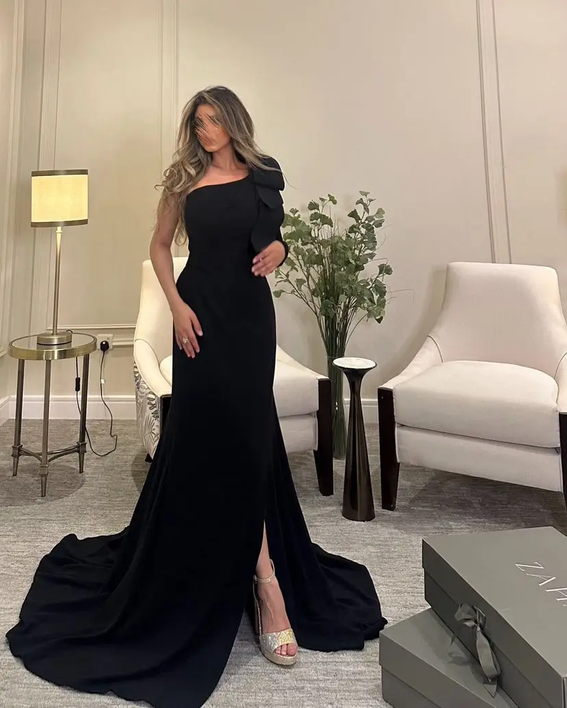 Elegant Long Sleeves Prom Dresses One Shoulder Floor Length Pleated Side Split Party Dresses Evening Dresses
Elegant Long Sleeves Prom Dresses One Shoulder Floor Length Pleated Side Split Party Dresses Evening Dresses
