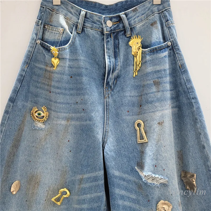American Retro Metal Distressed Scissor Jeans, Women's 2026 Spring Banana Pants, Loose Casual Wide Leg Straight Leg Trousers
American Retro Metal Distressed Scissor Jeans, Women's 2026 Spring Banana Pants, Loose Casual Wide Leg Straight Leg Trousers