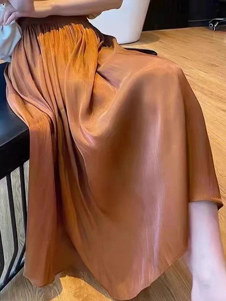 2024 Summer Women's Pleated Skirt High Waist A Line Maxi Shiny Skirt Gauze Elegant Purple Long Satin Skirts for Women Korean New
2024 Summer Women's Pleated Skirt High Waist A Line Maxi Shiny Skirt Gauze Elegant Purple Long Satin Skirts for Women Korean New