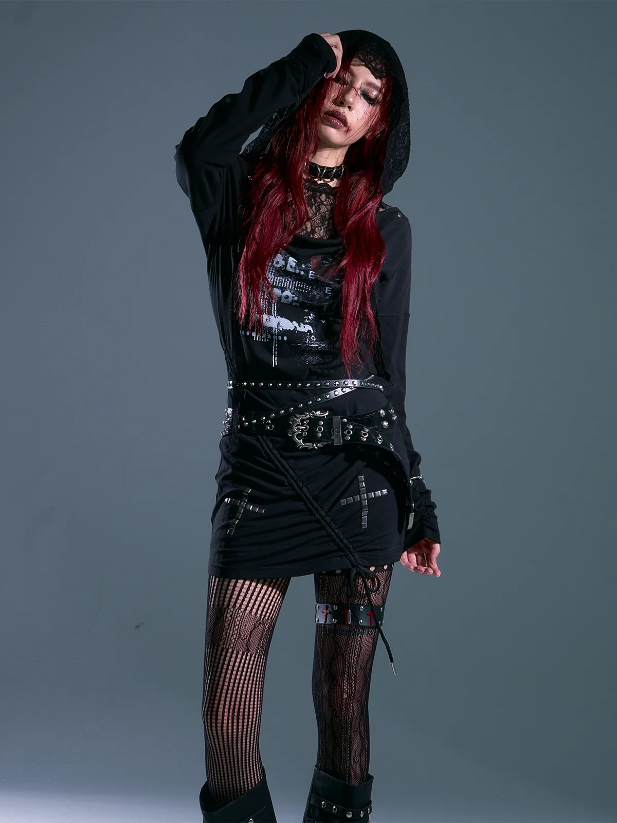 Punk Ro Lace Hooded Knitted Long Sve Dr Women's Multi-Way Wear Print Design Breathable Skin-Friendly Regular Fit Dr
Punk Ro Lace Hooded Knitted Long Sve Dr Women's Multi-Way Wear Print Design Breathable Skin-Friendly Regular Fit Dr