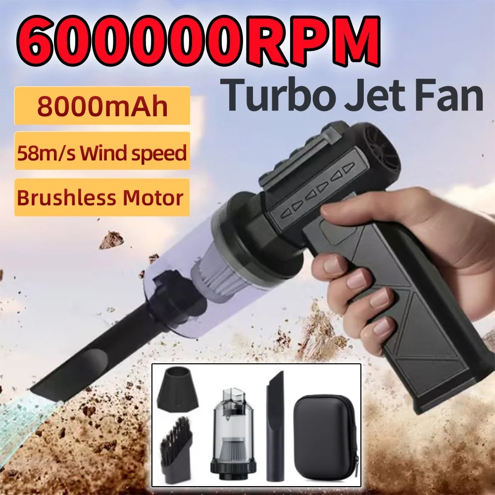 Powerful 600000RPM Violent Fan Brushless 5-speed Regulation Air Blower Strong Winds Speed 58m/s Portable Electric Air Duster
Powerful 600000RPM Violent Fan Brushless 5-speed Regulation Air Blower Strong Winds Speed 58m/s Portable Electric Air Duster