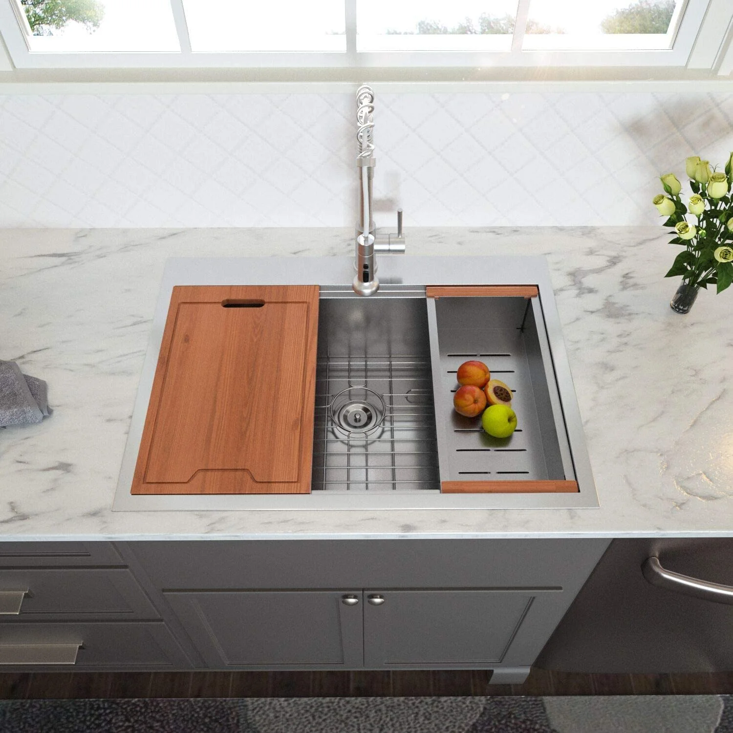 33 inch drop single bowl top mount handmade 304 stainless steel kitchen sink with accessories
33 inch drop single bowl top mount handmade 304 stainless steel kitchen sink with accessories