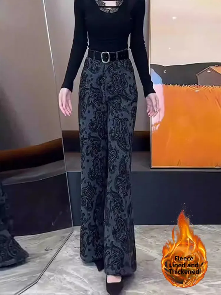 Thiened Fce Широкие брюки Женские прямые повседневные брюки с высокой талией в стиле ретро Зимние новые брюки больших размеров для похудения с принтом
Thiened Fce Широкие брюки Женские прямые повседневные брюки с высокой талией в стиле ретро Зимние новые брюки больших размеров для похудения с принтом