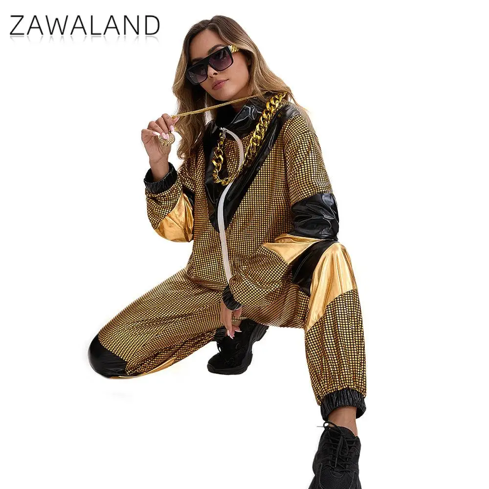 Zawaland Retro 80s 90s Hip Hop Tracksuit for Women Shiny Jacket Jogger Pants 2 Piece Outfit Rave Disco Party Halloween Costume
Zawaland Retro 80s 90s Hip Hop Tracksuit for Women Shiny Jacket Jogger Pants 2 Piece Outfit Rave Disco Party Halloween Costume