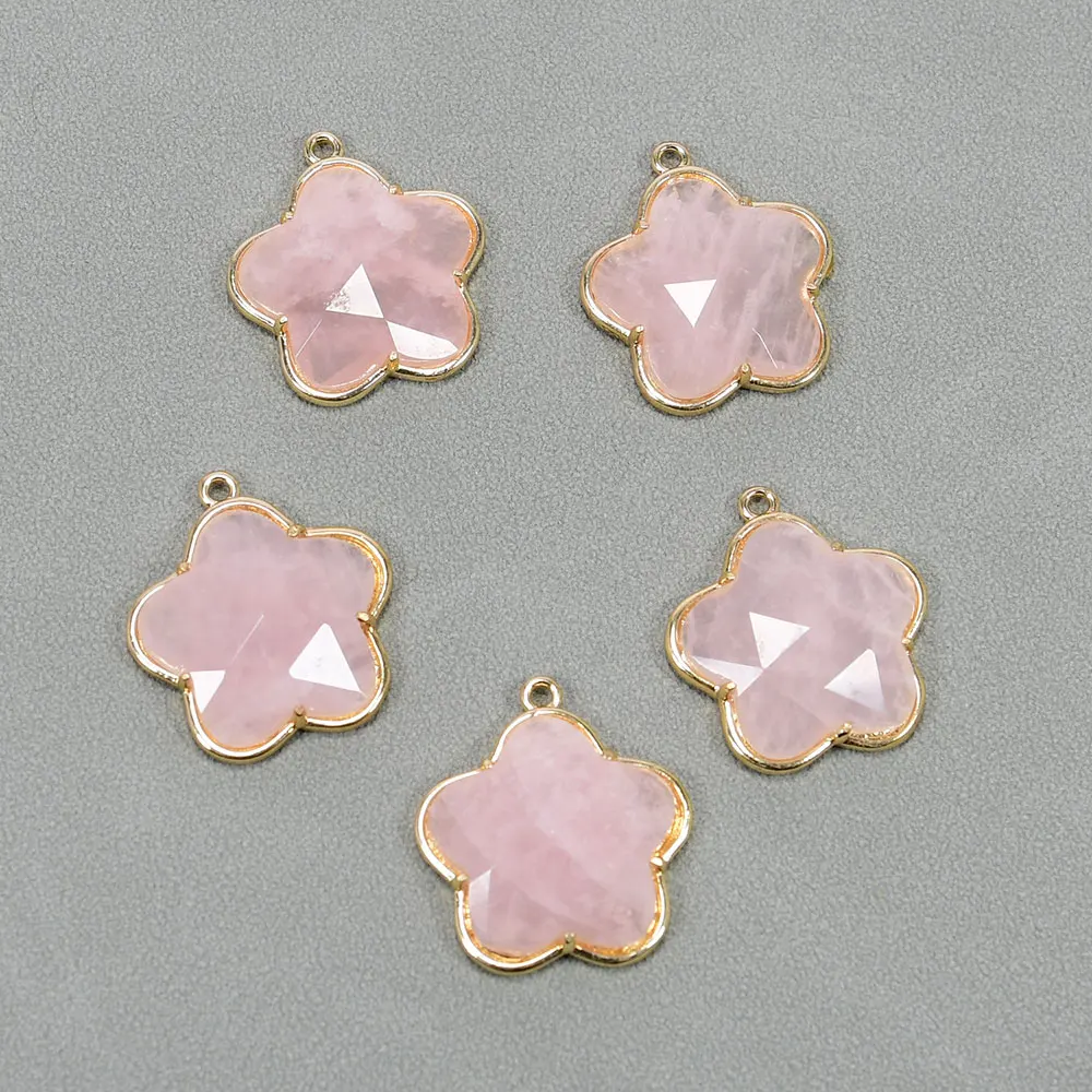 APDGG 5 Pcs Natural Pink Rose Quartz Flower Gold Plated Crystal Charms Pendant For Lady Pearl Necklace Jewelry Making DIY
APDGG 5 Pcs Natural Pink Rose Quartz Flower Gold Plated Crystal Charms Pendant For Lady Pearl Necklace Jewelry Making DIY