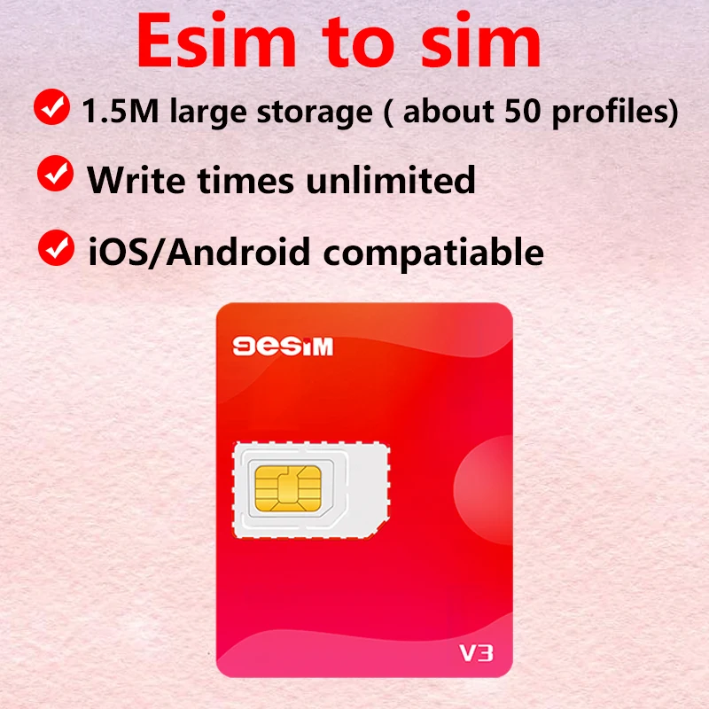 9esim V3 esim to sim adapter for iphone 16 pro max15 14removable euicc for studying abroad travel 5ber esim.me card module estk
9esim V3 esim to sim adapter for iphone 16 pro max15 14removable euicc for studying abroad travel 5ber esim.me card module estk