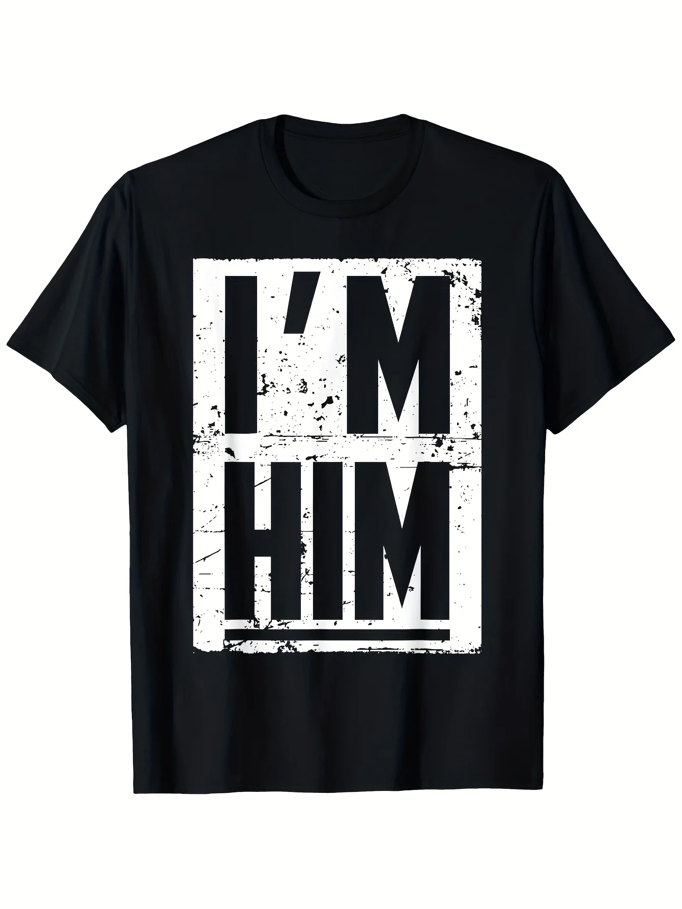 Men's "I'm Him" Graphic T-Shirt - Premium Cotton, Off-Shoulder Design, Casual Summer Wear, Machine Washable, Black with Bold Whi
Men's "I'm Him" Graphic T-Shirt - Premium Cotton, Off-Shoulder Design, Casual Summer Wear, Machine Washable, Black with Bold Whi
