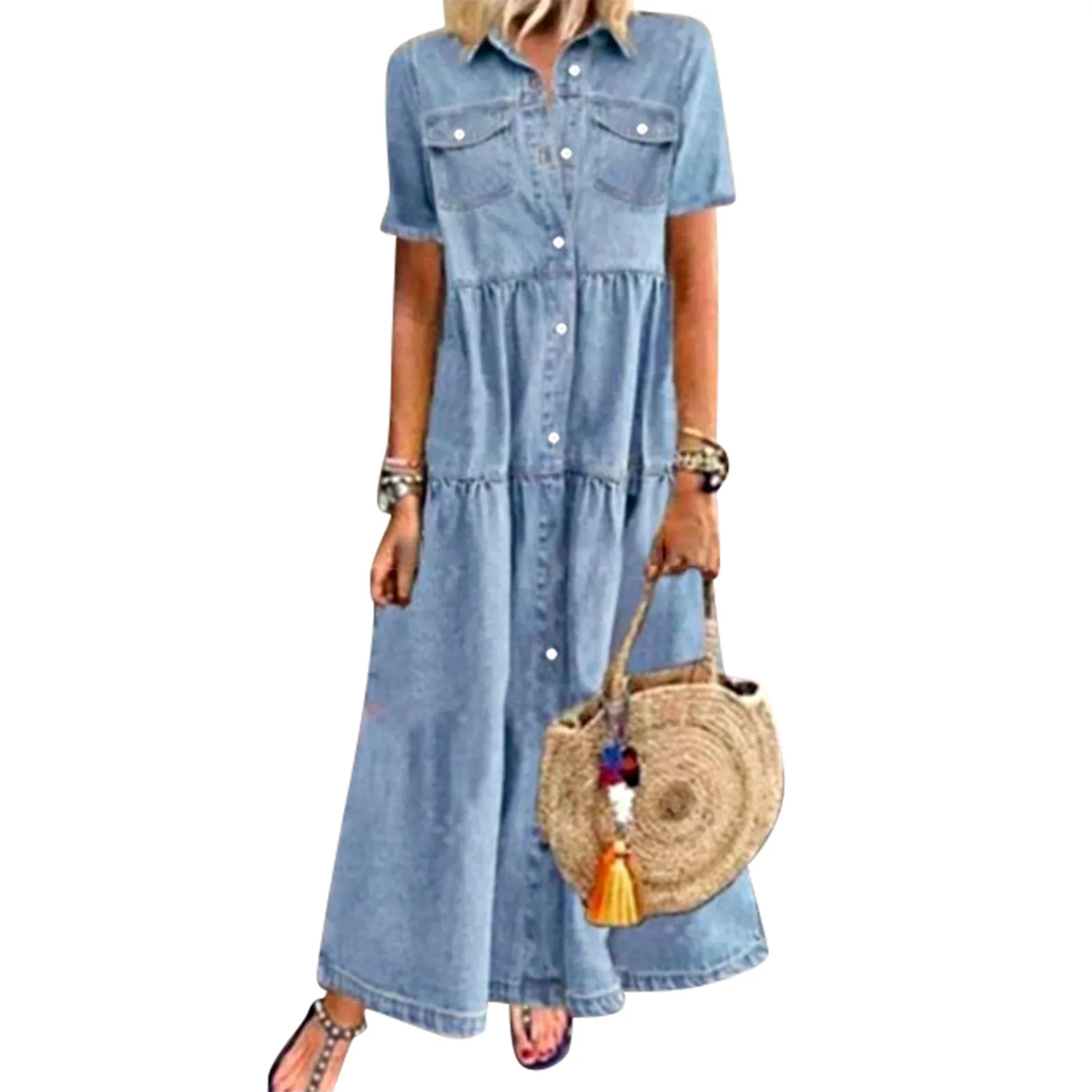 Fashion Multi-pocket Multi-button Casual Women's Skirt Denim Skirt Denim Women's Dress
Fashion Multi-pocket Multi-button Casual Women's Skirt Denim Skirt Denim Women's Dress