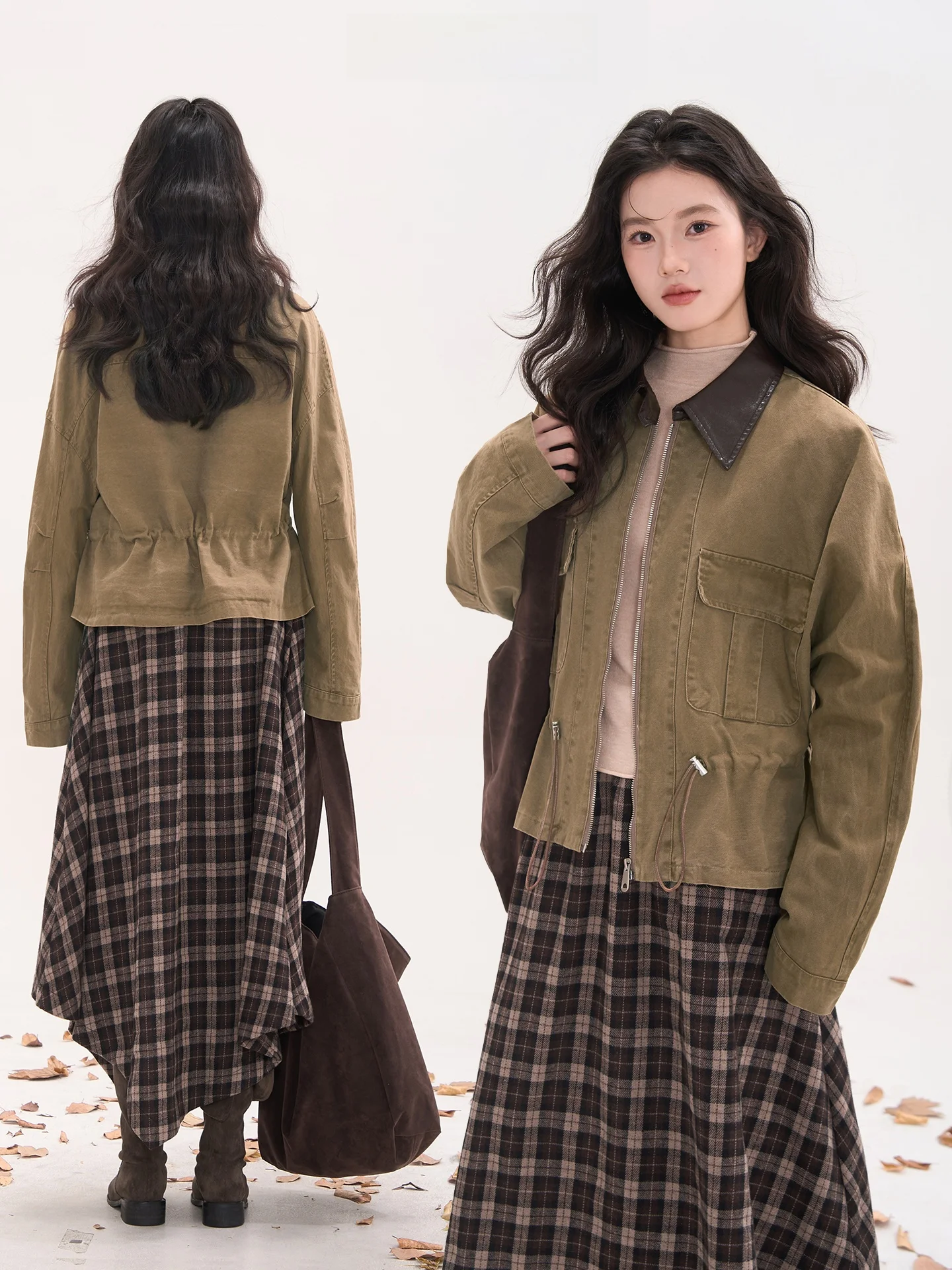 Повседневная женская куртка из кожи и полиэстера в стиле пэчворк с воротником-стойкой, укороченная, с регулируемой талией на шнурке
Повседневная женская куртка из кожи и полиэстера в стиле пэчворк с воротником-стойкой, укороченная, с регулируемой талией на шнурке