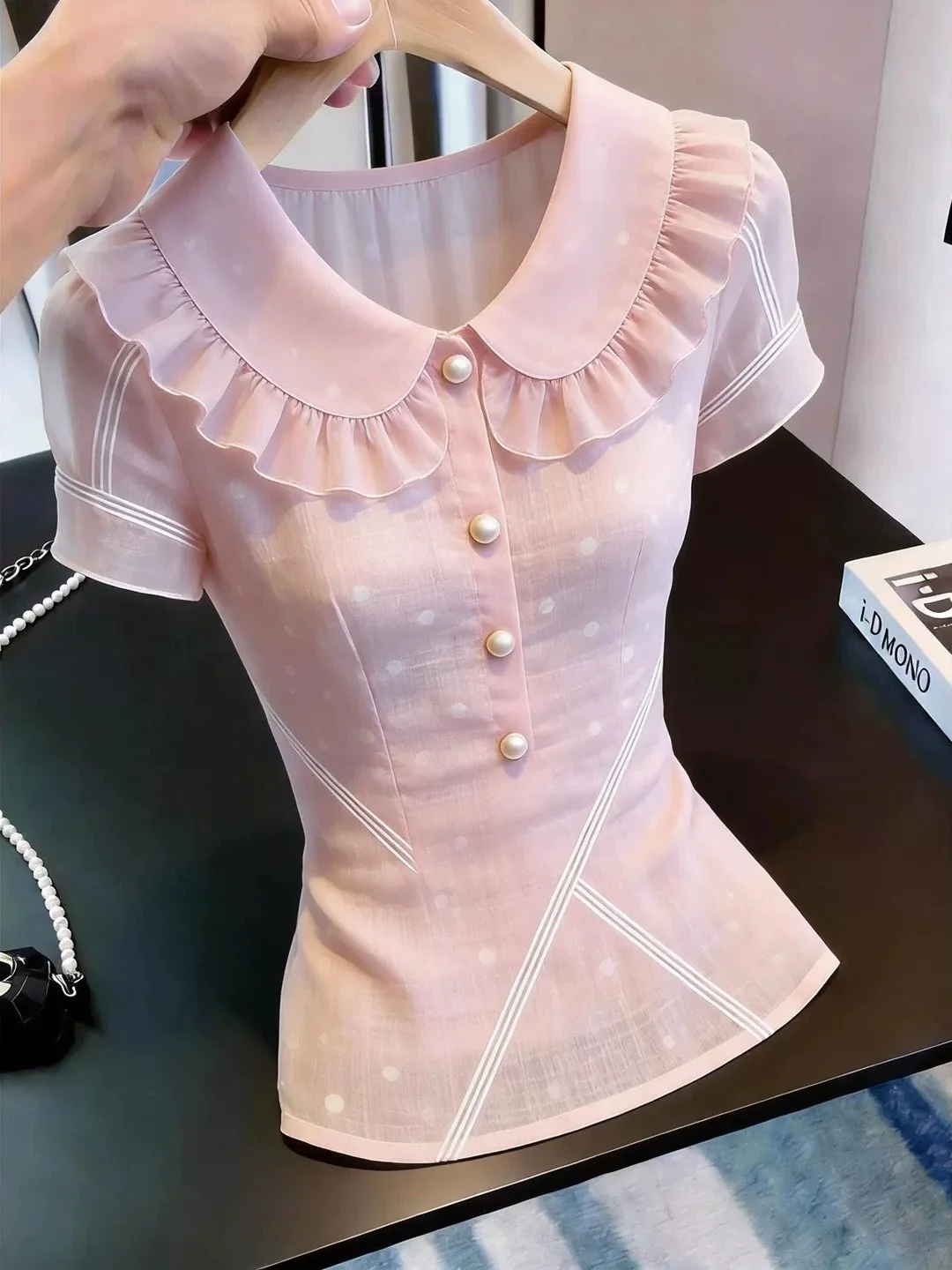 Korean Style Sweet Soft Doll Collar Shirt Summer New Trendy Versatile Anti-Aging Slimming Top for Young Women Commute Style
Korean Style Sweet Soft Doll Collar Shirt Summer New Trendy Versatile Anti-Aging Slimming Top for Young Women Commute Style