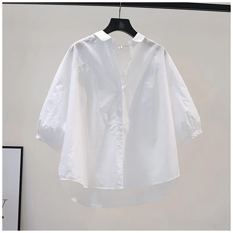 Summer 2026 Women's Loose Cotton Shirt Pink Folded Sleeve Collar Breathable Comfortable Casual Style Seven Sleeve Shirt
Summer 2026 Women's Loose Cotton Shirt Pink Folded Sleeve Collar Breathable Comfortable Casual Style Seven Sleeve Shirt