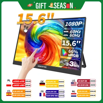 HGFRTEE 15.6 Inch Touch Portable Monitor ADS-IPS 1920*1080P 300cd/m2 Extended Display for Laptop Second Screen XBox PS4/ 5