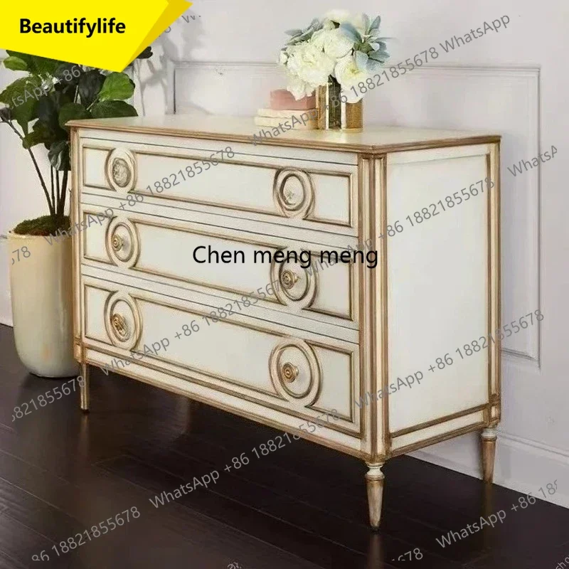 A53 retro solid wood ivory white gold-painted living room three-bucket cabinet simple bedroom storage cabinet entrance cabinet
A53 retro solid wood ivory white gold-painted living room three-bucket cabinet simple bedroom storage cabinet entrance cabinet